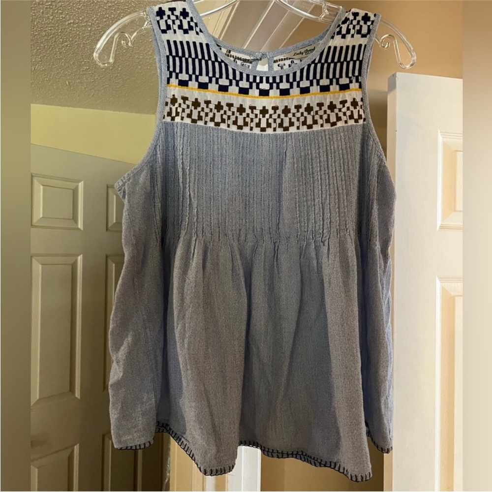 Lucky Brand 100% Cotton Sleeveless Embroidered Top – Size Medium - Picture 4 of 8